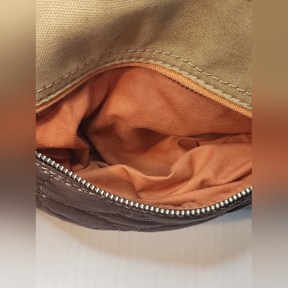 FOSSIL Key-Per Brown, Orange, Teal quilted organizer crossbody bag purse A6 - Picture 6 of 12